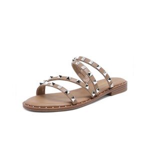 Studded Rhinestone Flat Sandals